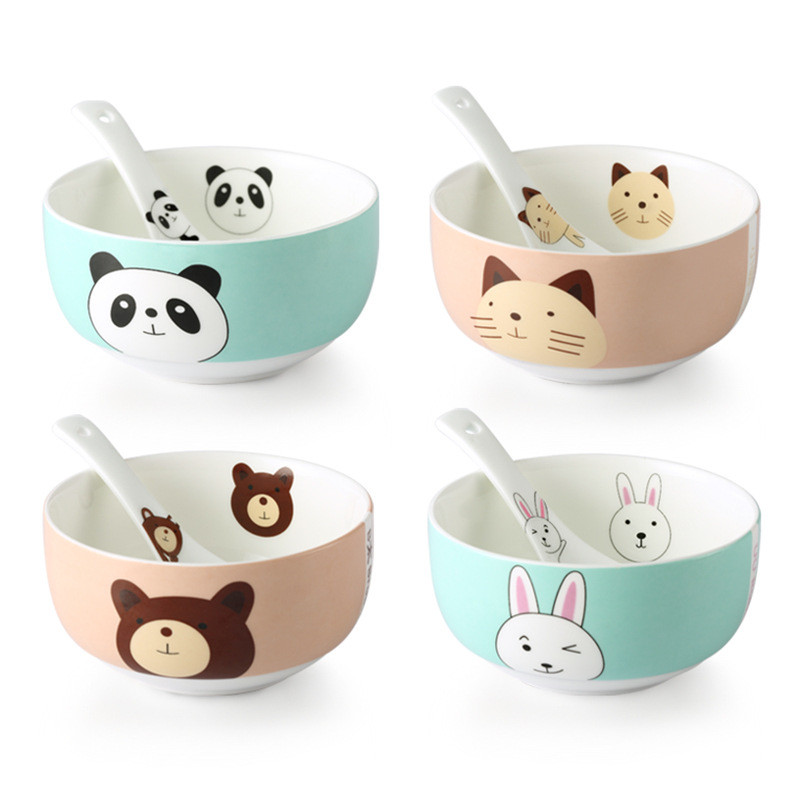 2toe亲子碗一家四口新款套装2022家用可爱全家福宝宝吃饭碗陶瓷儿