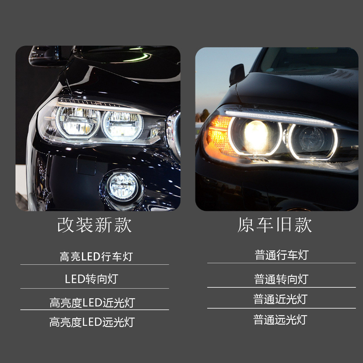 适用于14-18款宝马X5大灯总成F15改装LED透镜大灯日行灯转向灯