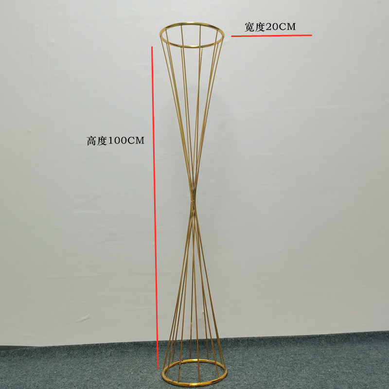 婚庆道具铁艺插花器金色镂空主桌花器桌花婚礼布置路引器皿摆件