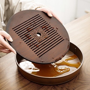 中式 竹制茶盘简约家用储水式 小型茶台托盘干泡盘排水沥水茶托马小