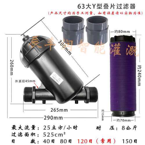 40水带叠片滴灌农业过滤器滤芯喷灌目喷水农用灌溉大棚喷灌pe管