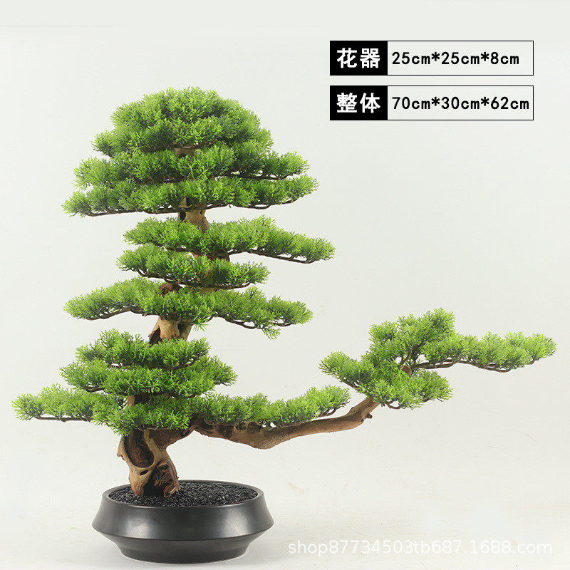新中式迎客松仿真盆景绿植客厅创意摆件家居玄关装饰品软装酒店