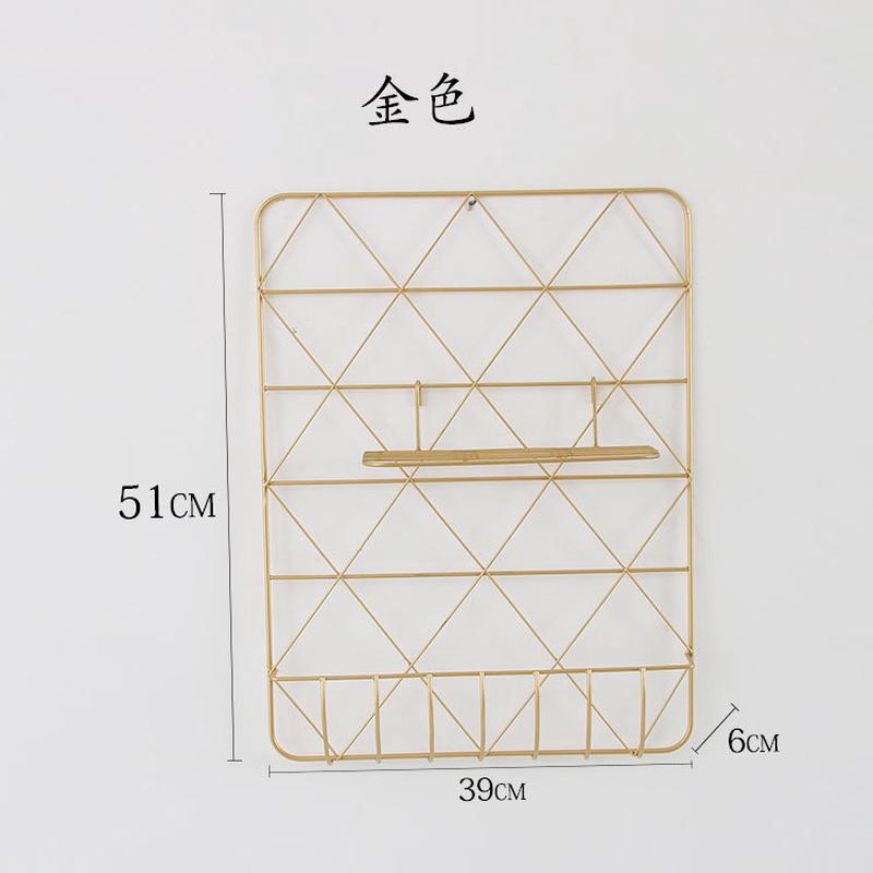 ins书房铁艺网格照片墙清新家居北欧风墙上壁饰简约现代置物架
