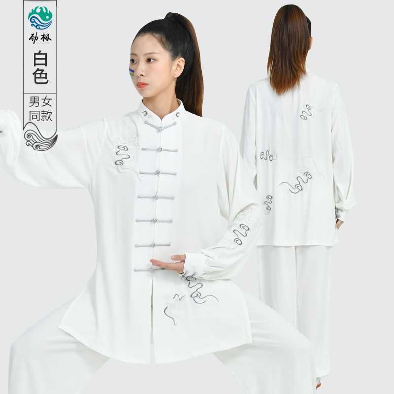 珍珠棉太极服男女成人新款弹力春夏国风多刺绣练功武术套装表演服