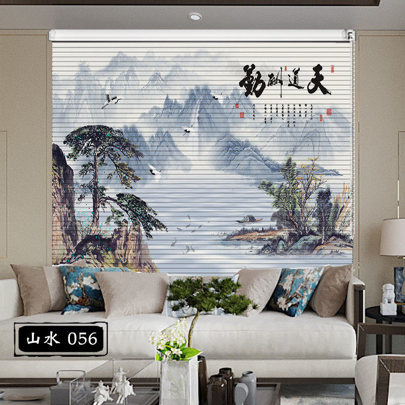 f7de批发新风印花百叶窗帘式办公室家用遮光升降卷拉铝合金卷帘免