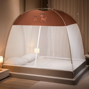 1.5米1.8m双人床家用1.2米单人宿舍纹帐 加密加厚蒙古包蚊帐免安装