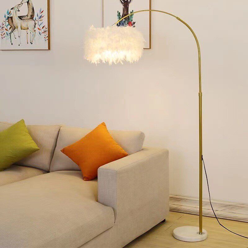 羽毛落地灯床头书房卧室客厅轻奢led灯北欧简约网红立式氛围灯