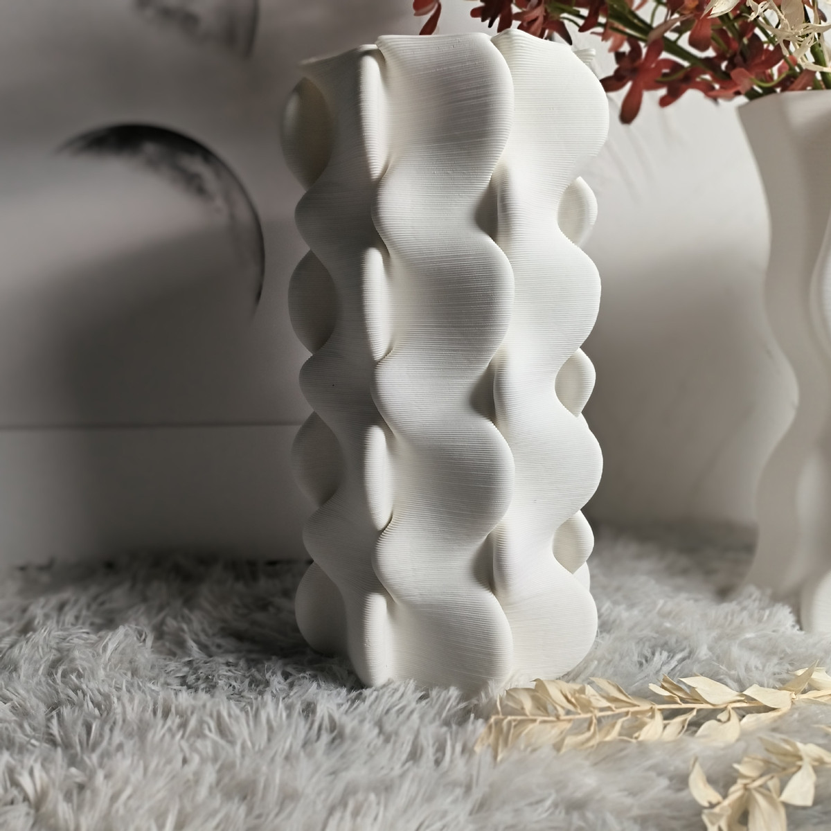 2023款陶瓷花瓶3d打印花瓶花束装饰品餐厅客厅电视柜摆件样板简约