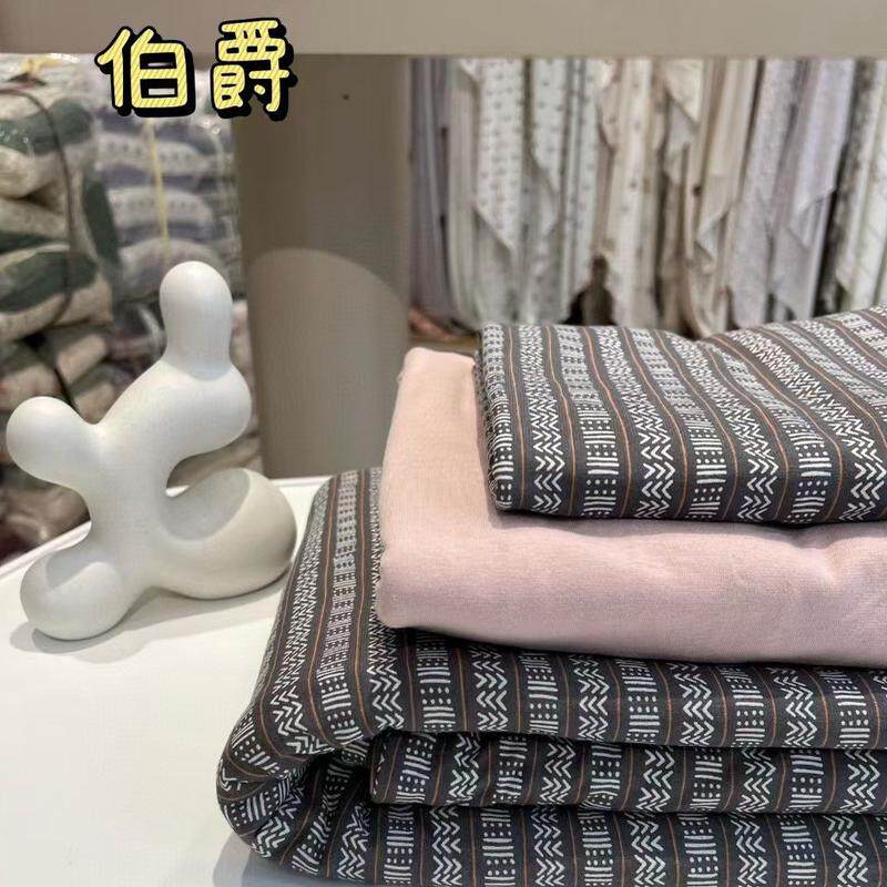 母婴级天竺棉针织床上用品绗缝清新花卉印花被套床单卡通棉四件套
