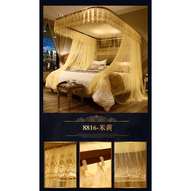 外贸u型轨道新款加密蚊帐1.8m床双人家用1.5米导轨加厚2.2伸缩