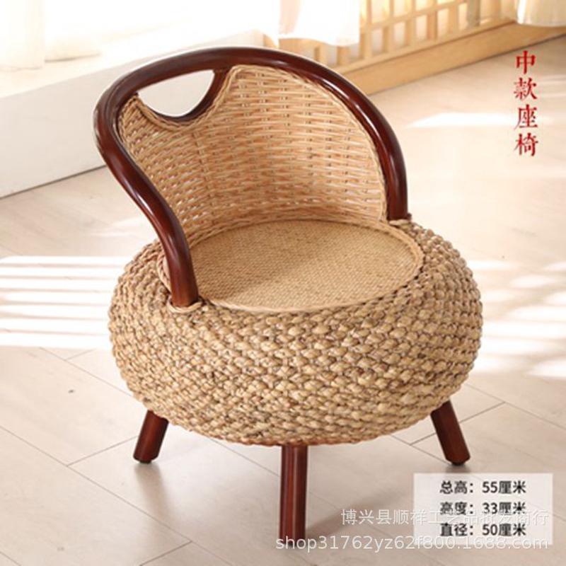 藤椅榻榻米阳台座椅靠背家用圆凳矮凳藤编坐凳椅子田园编织小椅子