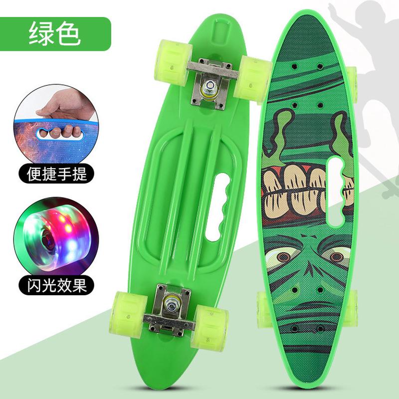 24寸水转印小鱼板四轮滑板香蕉板星空鱼板单翘塑料滑板