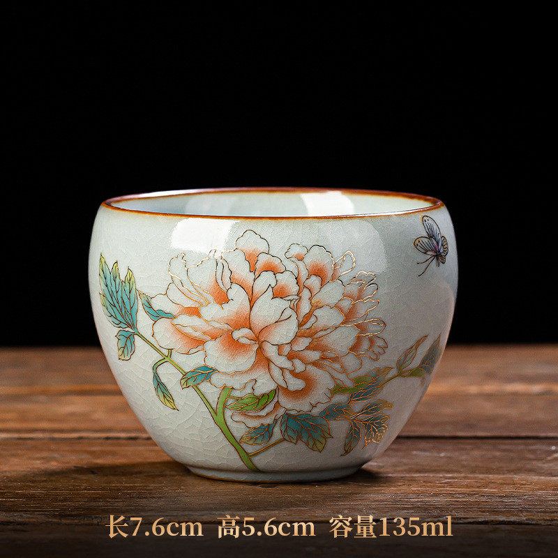 徐随银洛阳红月白汝窑茶杯子家用主人杯茶盏功夫茶具品茗杯单陶瓷
