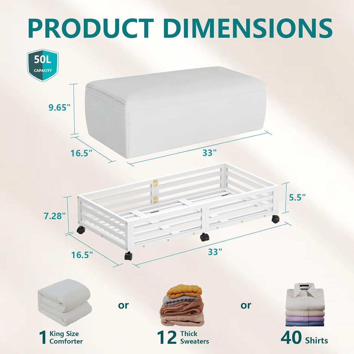 白色木质木箱实木家用卧室衣柜桌下置物箱杂物衣服收纳床下收纳箱