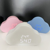 科迪简居新款 实木桌面云朵电子闹钟学生专用智能led夜光电子钟