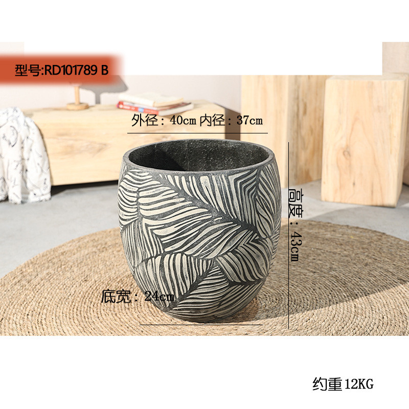 镁泥花盆简约落地艺术北户外仿古欧化风格室外室内绿植盆栽水泥盆