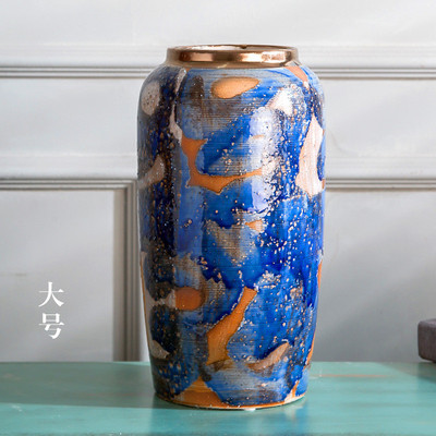 景德镇陶瓷器批发村风青铜风花瓶插花花瓶纯手工田园乡复古花瓶