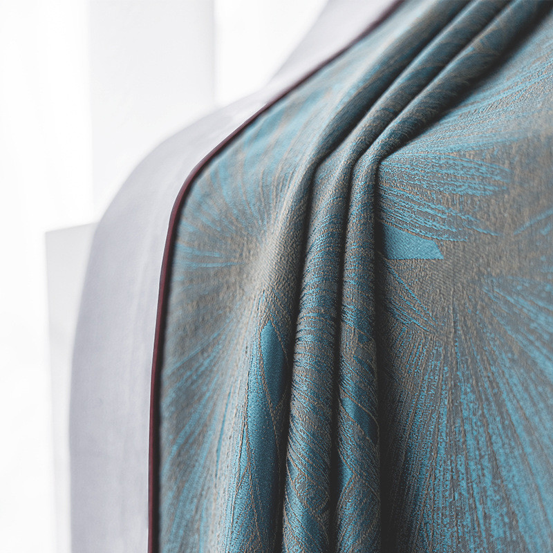 卧室现代轻奢窗帘高精密提花遮光客厅高级感美式成品高温定型js