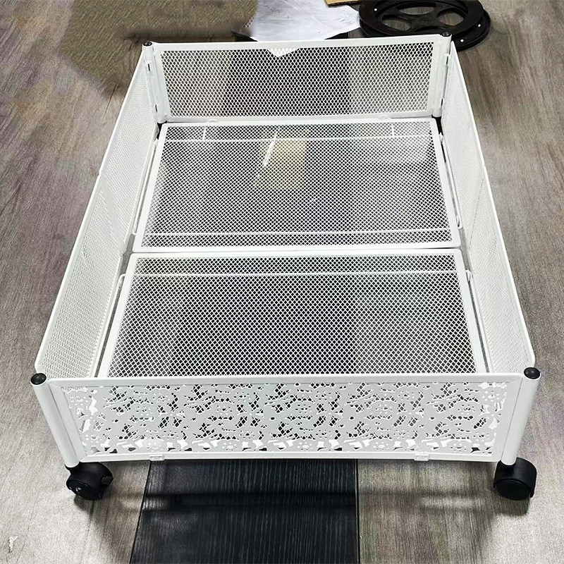 床下存储置物架金属储物箱折叠式带轮床底创意鞋子衣物收纳