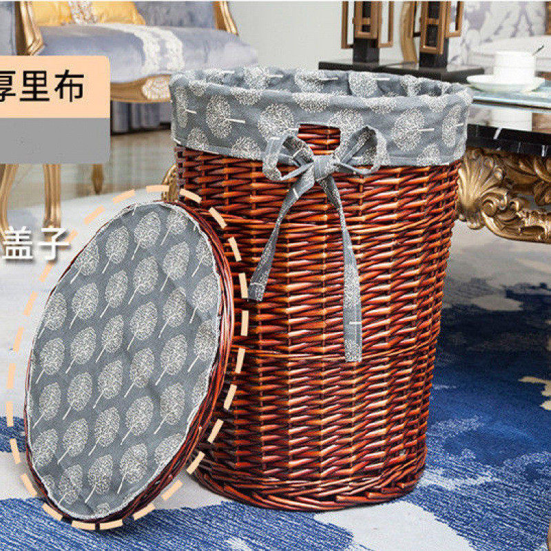 脏衣篓家用藤编收纳筐脏衣篮筐子编织筐大号火锅店饭店放衣服带盖