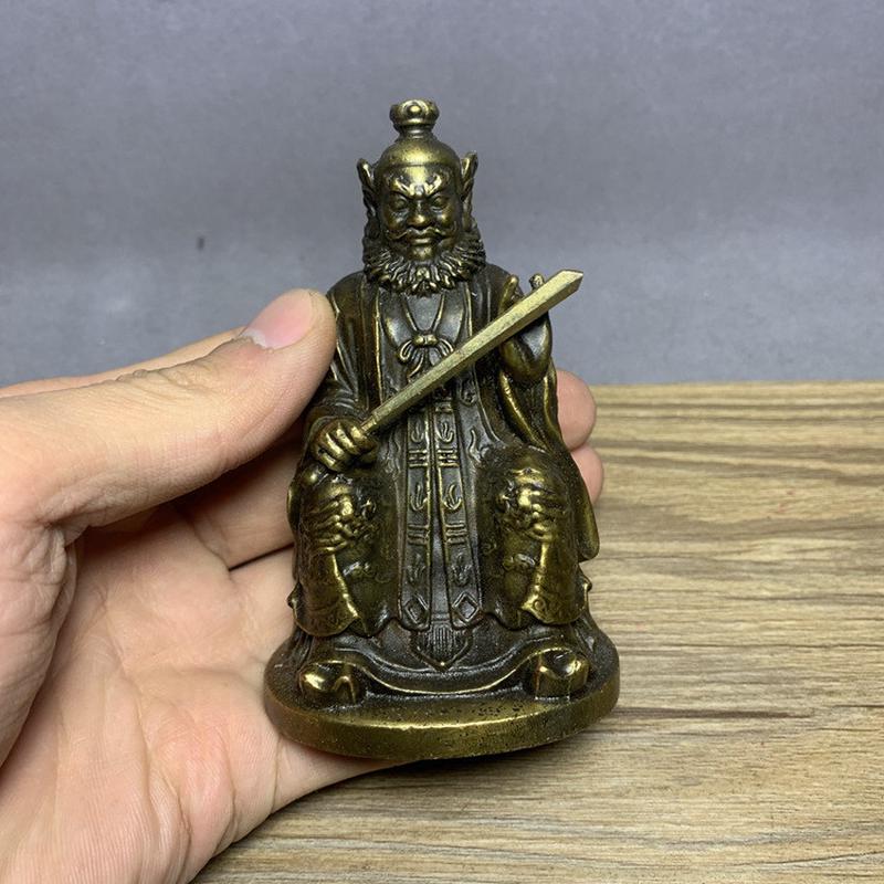 艺人张天师铜像小摆件仿古铜铜雕物供奉古玩铜器黄铜古人像小铜雕