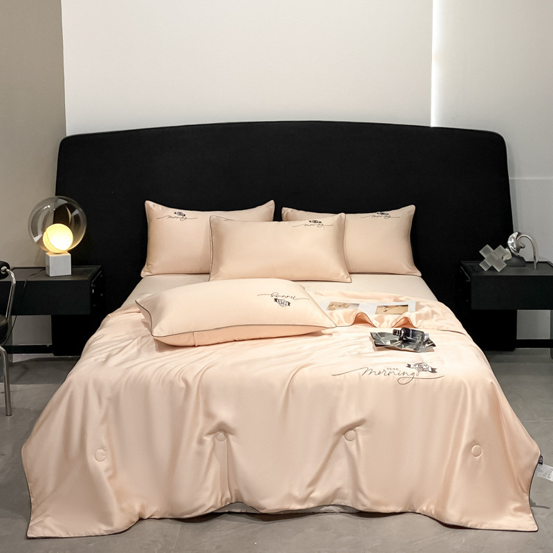 夏季夏凉被四件套高级感冰丝夏被可机水洗空调被子双人夏天簿被单