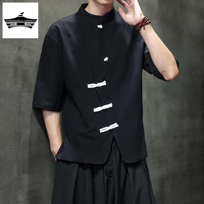 定制中式餐厅厨师服务员工作服日料酒屋中国风国潮衬衫logo定制服