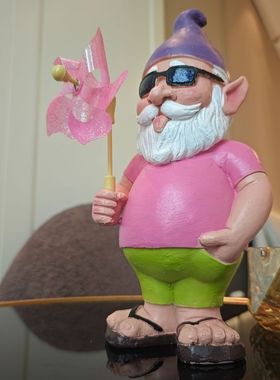 花园侏儒小风车矮人桌面树脂工艺品雕像装饰户外工艺品摆件