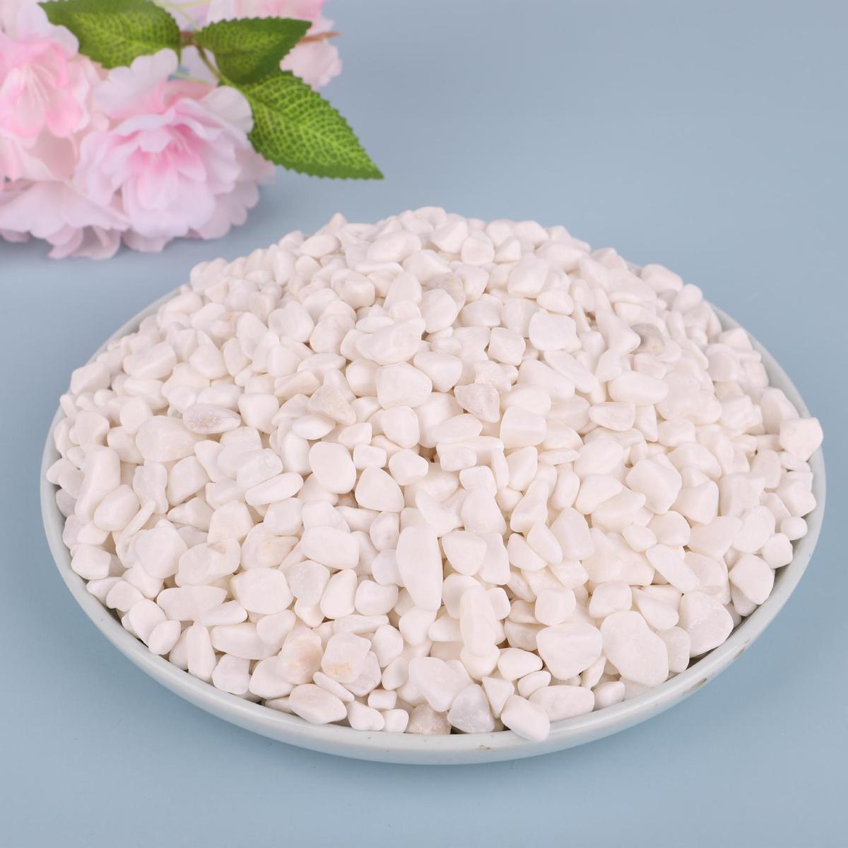 白色砾石雪花白石子水洗石机制石鹅卵石园林铺路庭院室内外装饰石