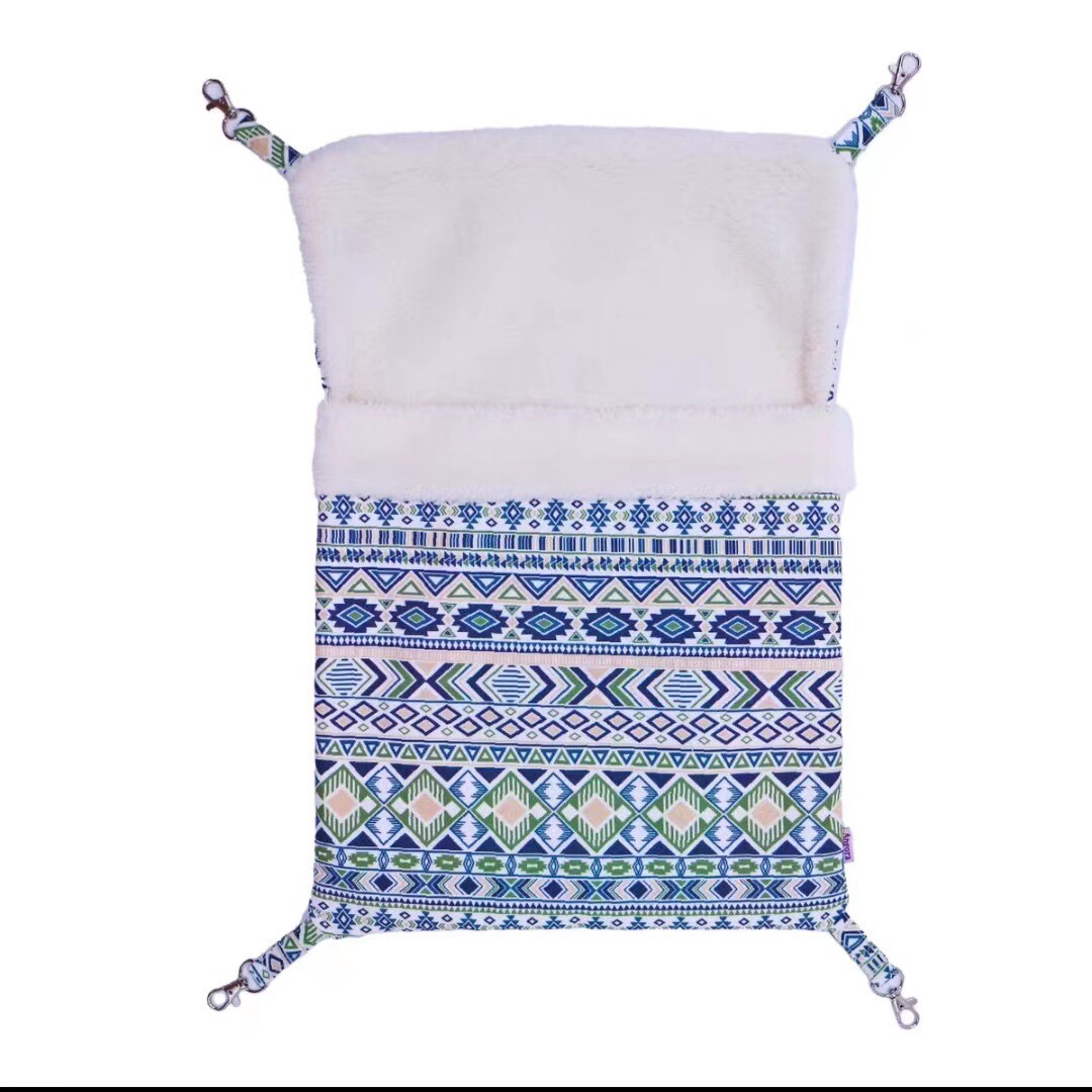 安哥鲁舒适雪貂条纹秋冬睡袋保暖吊床棉窝宠物貂亲肤安格鲁玛雪儿