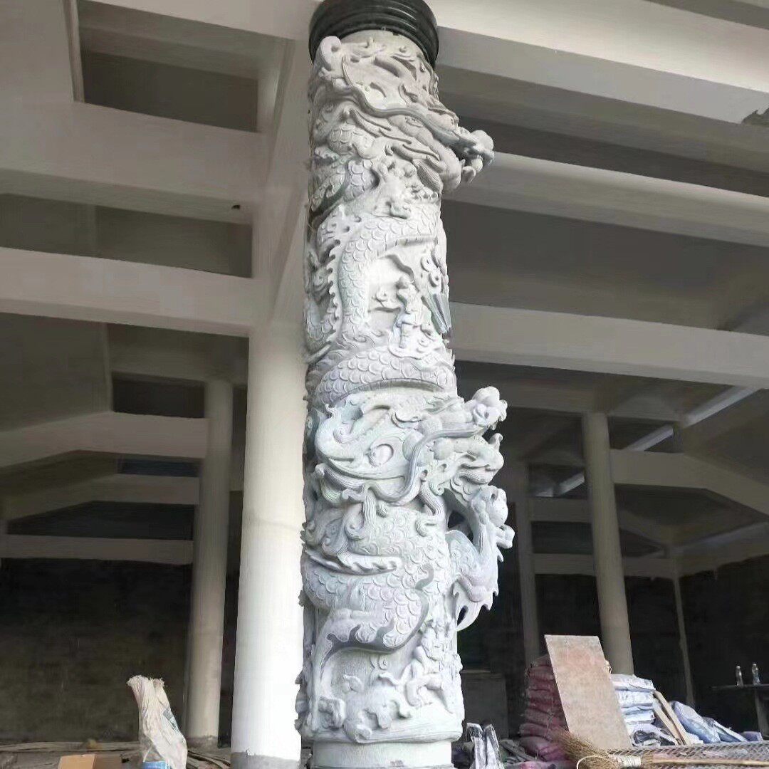青石浮雕龙柱祠堂龙柱青石龙柱盘龙柱雕刻石雕门口广场石雕文化柱