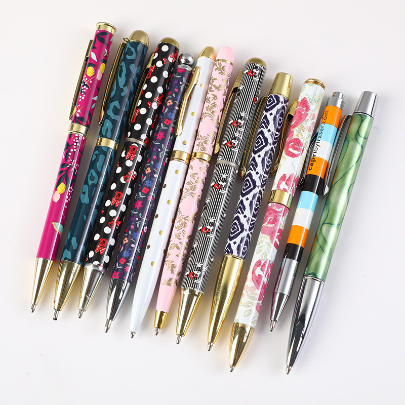 厂家圆珠笔膜金属花热转印宝珠笔签字笔商务会议办公中性笔印logo