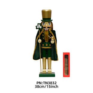 24新款38cm金绿运气的爱尔兰夹子胡桃实木装饰摆件工艺品圣诞摆件