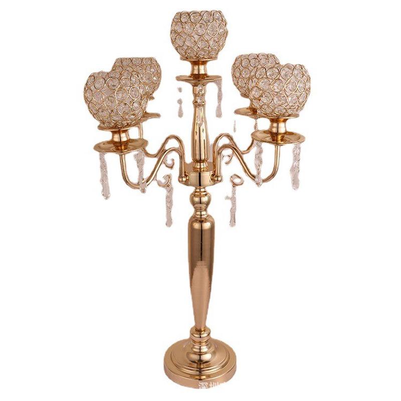 婚庆道具5头电镀摆台烛台欧式浪漫蜡烛摆件酒店主桌装饰水晶