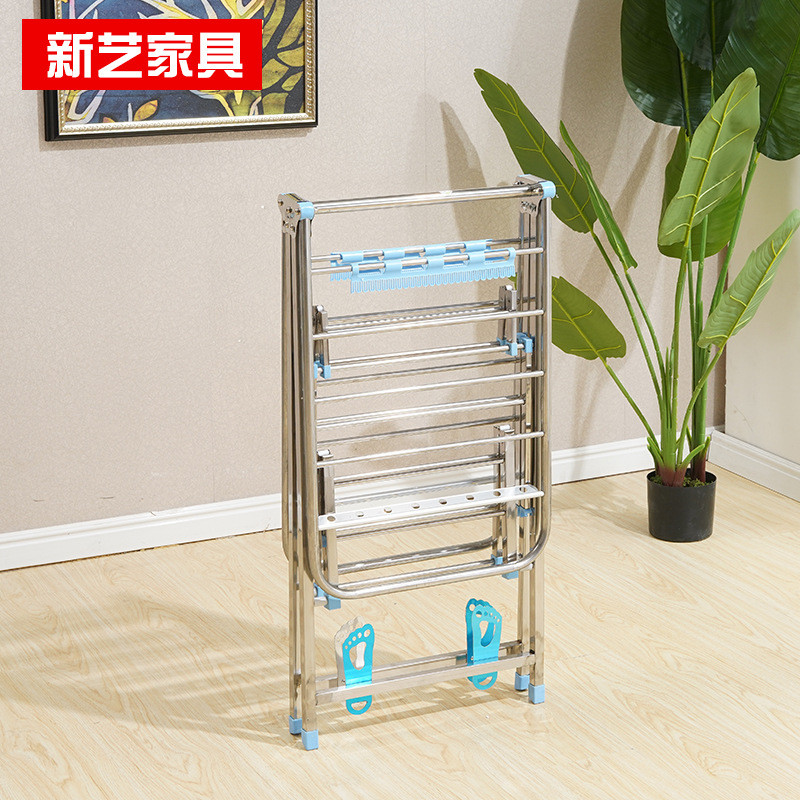 户外室内晒衣架阳台收纳架一架不锈钢多用落地式折叠晾衣架