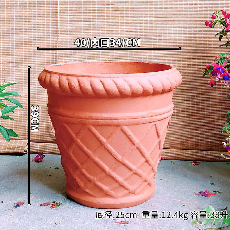 现货素大口径烧陶罐庭院装饰单件复古花盆无釉透气多肉盆家用批发