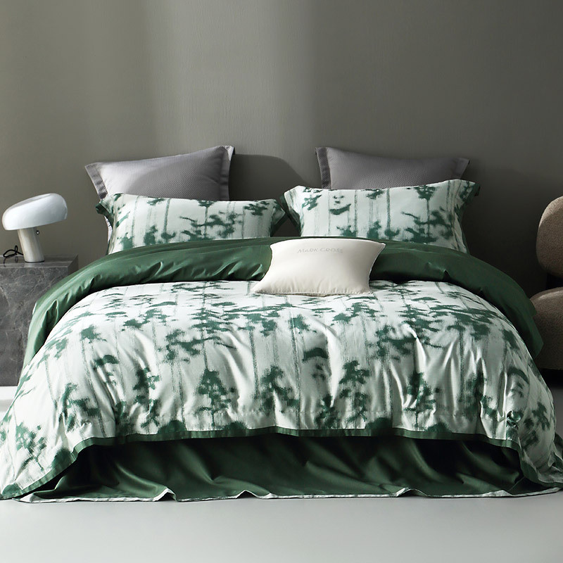 长绒棉四件套风100支轻奢高端数码印花被套全棉双人床上用品1.8m