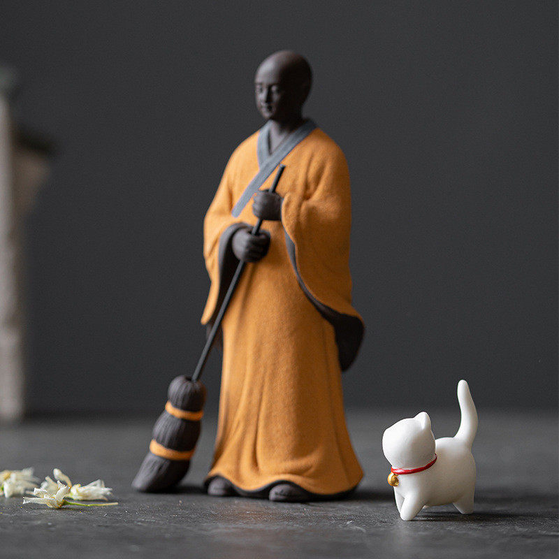 创意中式紫砂人物扫地装饰小和尚摆件书房禅意桌面僧鱼缸造景摆设,鲜花速递/花卉仿真/绿植园艺,水晶珠/玻璃珠,淘宝优惠券,粉丝福利购,淘宝优惠卷