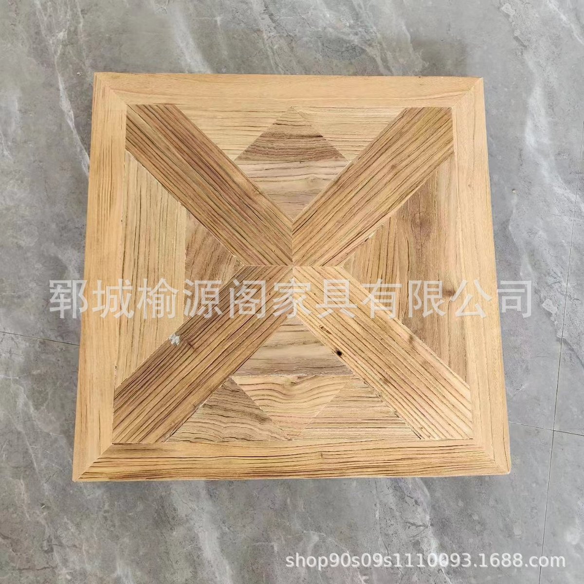 中式复古老榆木旧桌面做拼花风化板拼花餐桌桌面拼接板实木餐桌