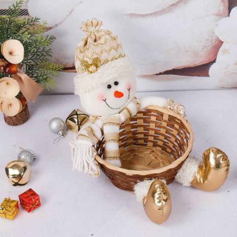 M3AO宜馨圣诞节装饰品可爱圣诞老人雪人糖果筐糖果篓桌面摆件圣诞