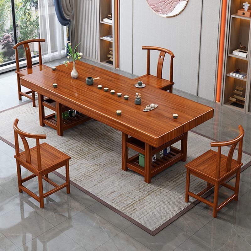 韵相-实木大板办公豪华新中式茶桌椅组合家用一体一整套茶桌茶几