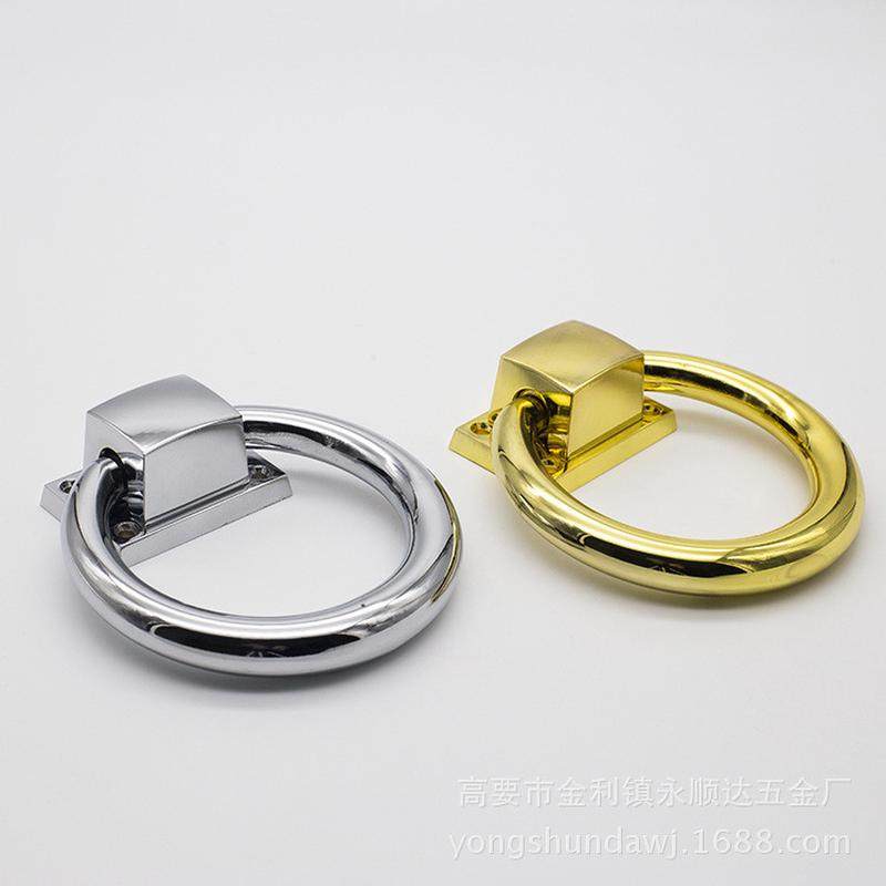 大门拉手直销中式工厂锌合金实心圆环金色镜光现代简约木门拉环