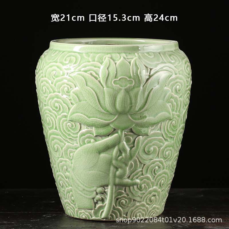 高档大口径兰花盆春兰专用蝴蝶兰花建兰陶瓷盆白泥青瓷釉高四方盆