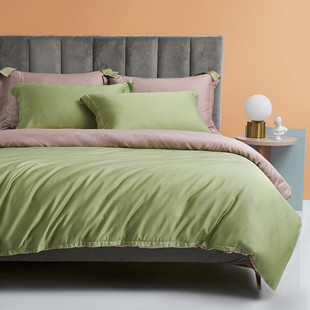 明超家纺80支床单被套双拼纯色春夏床上用品高端冰丝天丝四件套