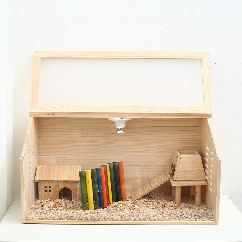 芦丁鸡饲养箱全套观赏笼养殖木箱箱小仓鼠房子笼子透明前窗别墅箱