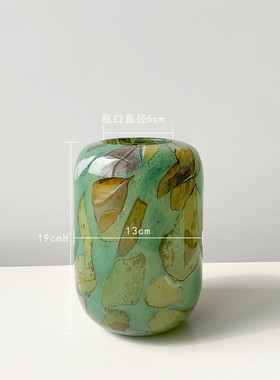 纹理岩石复古琉璃花瓶创意艺术圆形插花器电视柜摆件