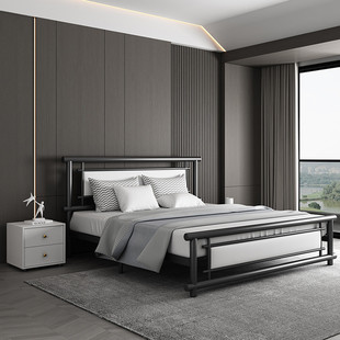 公寓双人床1.8米简约现代加厚加固床铁艺出租房1.5米单人新款