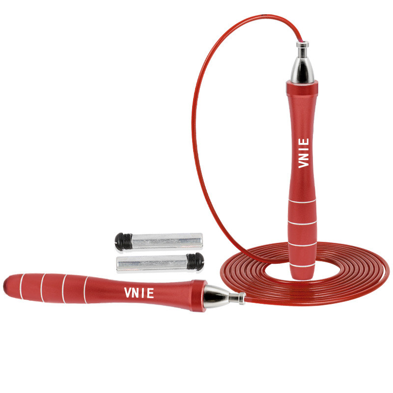 钢丝绳运动绳3.0酒红色可调节批发健身跳绳加长负重竞速自锁跳绳