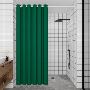 亚麻仿纯色浴帘防水布卫生间加厚罗马孔隔断门帘