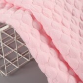 涤纶竹纤维提花夹棉布330g皮球空气层面料32s秋冬竹纤维面料